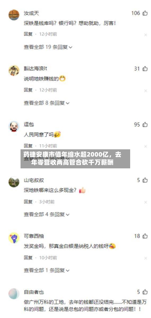 药捷安康市值年缩水超2000亿，去年零营收两高管合砍千万薪酬-第3张图片