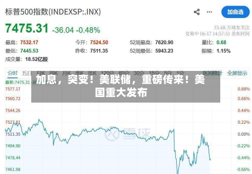 加息	，突变！美联储，重磅传来！美国重大发布-第1张图片