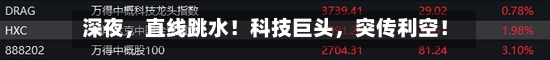深夜，直线跳水！科技巨头，突传利空！-第2张图片