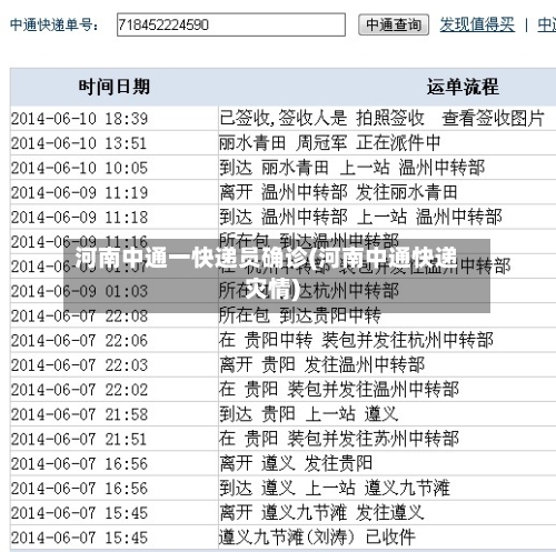河南中通一快递员确诊(河南中通快递灾情)-第1张图片